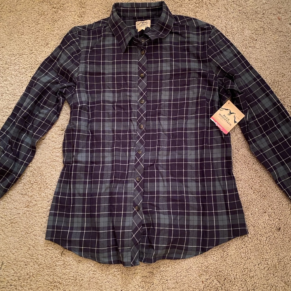 Blue Mountain Navy and Green Plaid Shirt